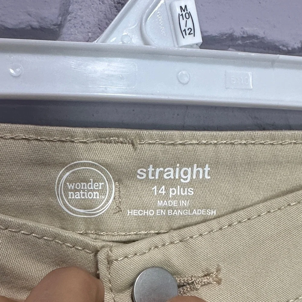 NEW Wonder Nation Beige Straight-Leg Pants size 14 - Picture 2 of 5